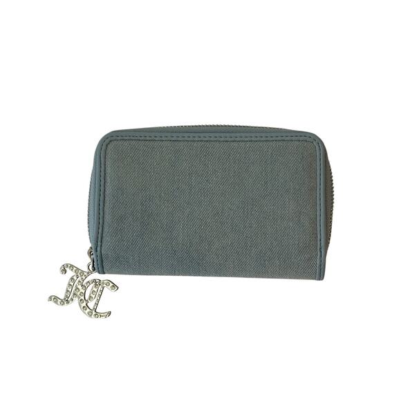 Juicy Couture Wallet Denim Rhinestone JC Zip Around "Heart Belongs" Interior - Picture 7 of 7